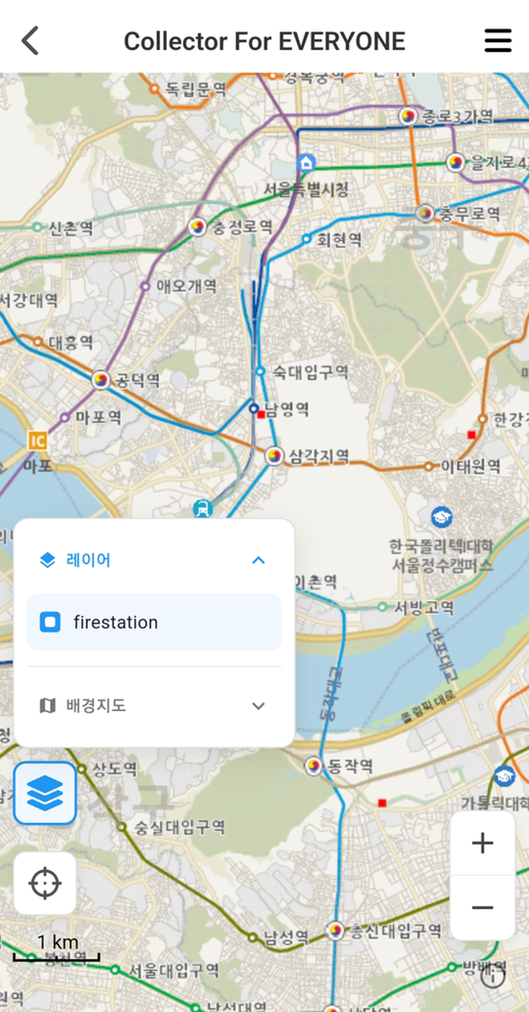 레이어 추가된 지도