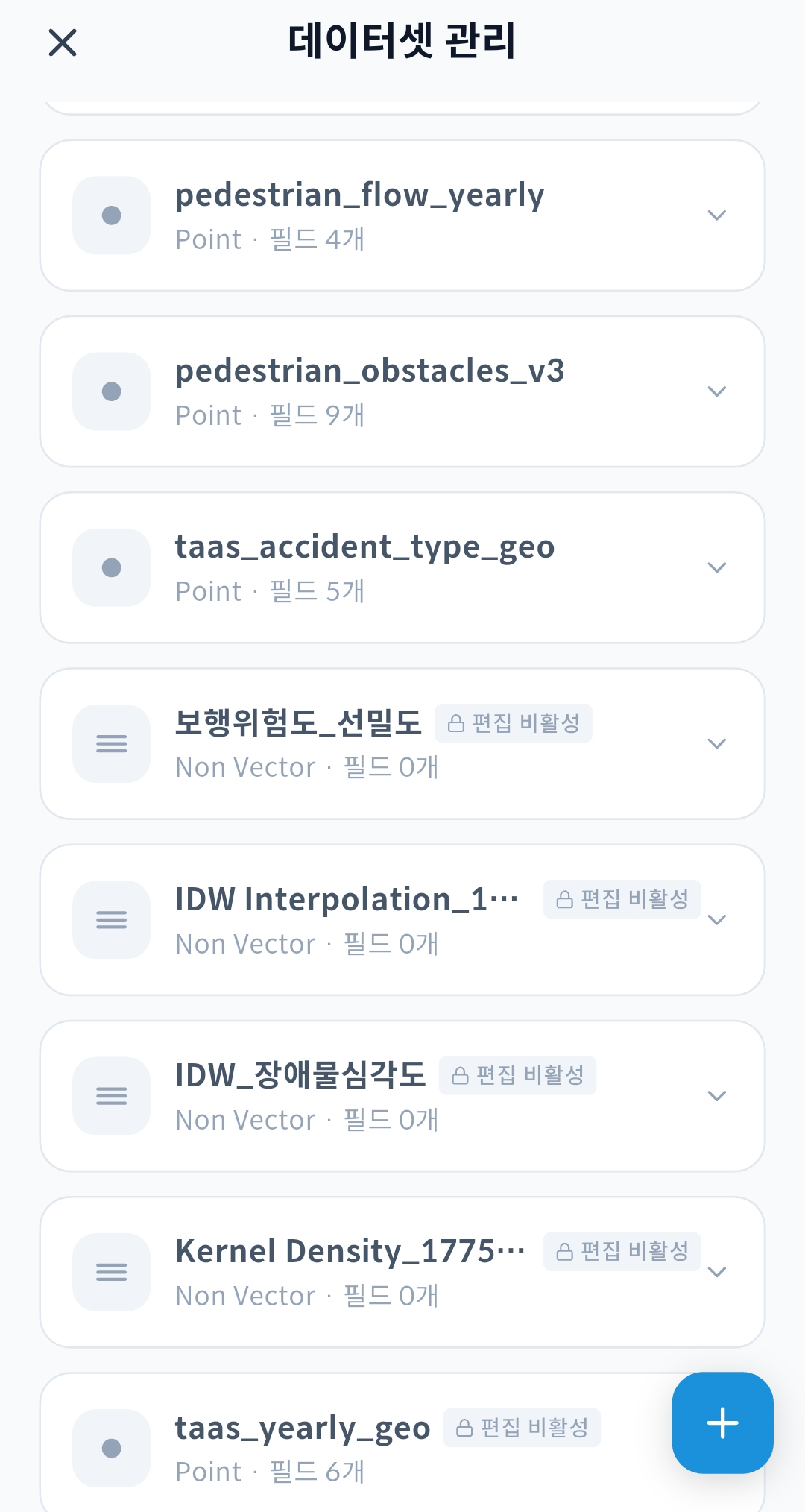gPocket - 데이터셋 목록