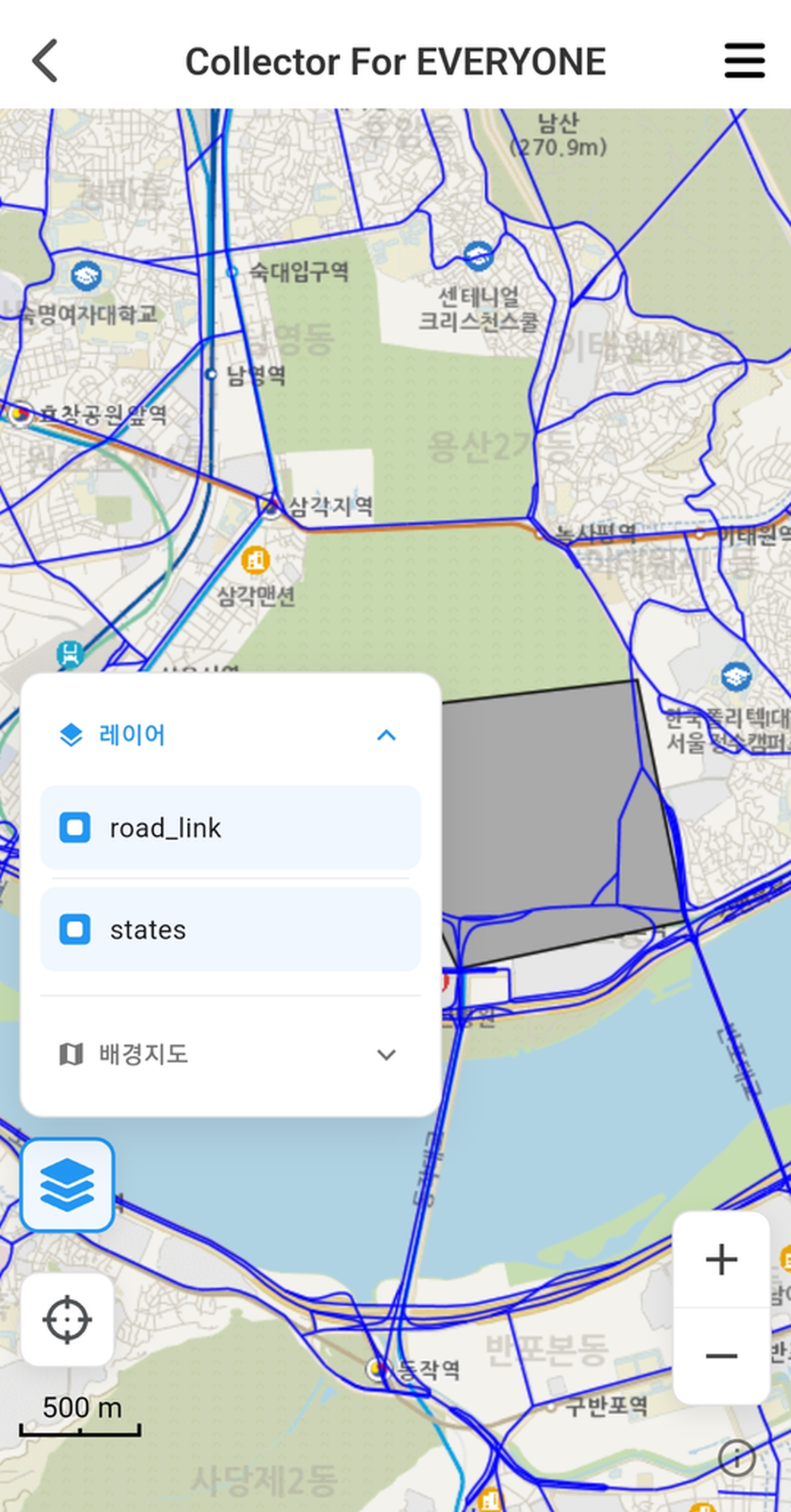 레이어 삭제 후 지도